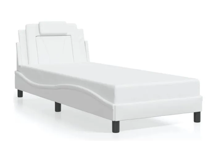 Bettgestell "Viana" mit LED ohne Matratze Weiß 90x200 cm Kunstleder