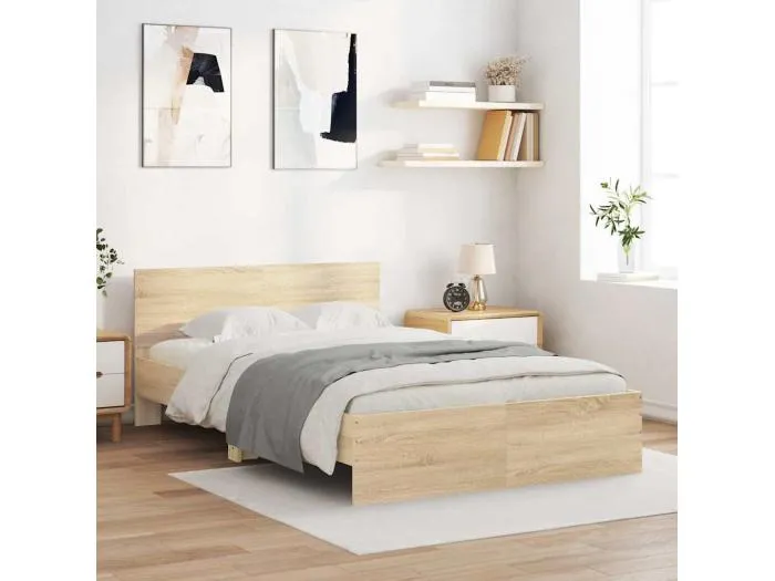 Bettgestell mit Kopfteil Sonoma-Eiche 120x200 cm