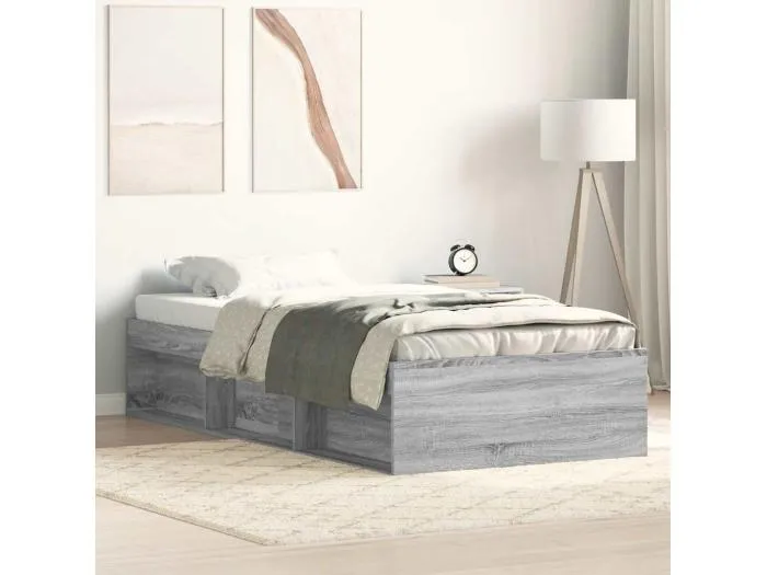 Bettgestell Grau Sonoma 75x190 cm