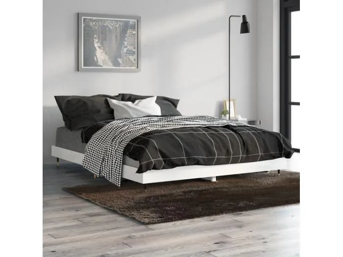 Bettgestell Hochglanz-Weiß 140x190 cm Holzwerkstoff