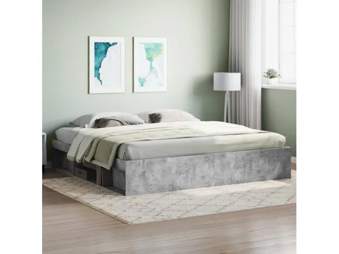 Bettgestell Betongrau 200x200 cm