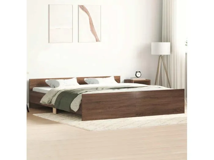 Bettgestell mit Kopf- und Fußteil Braun Eiche-Optik 160x200 cm