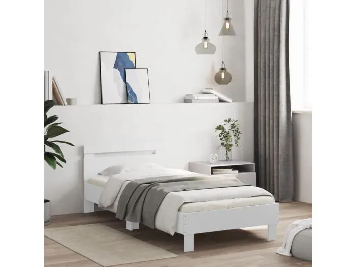 Bettgestell mit Kopfteil Weiß 100x200 cm Holzwerkstoff