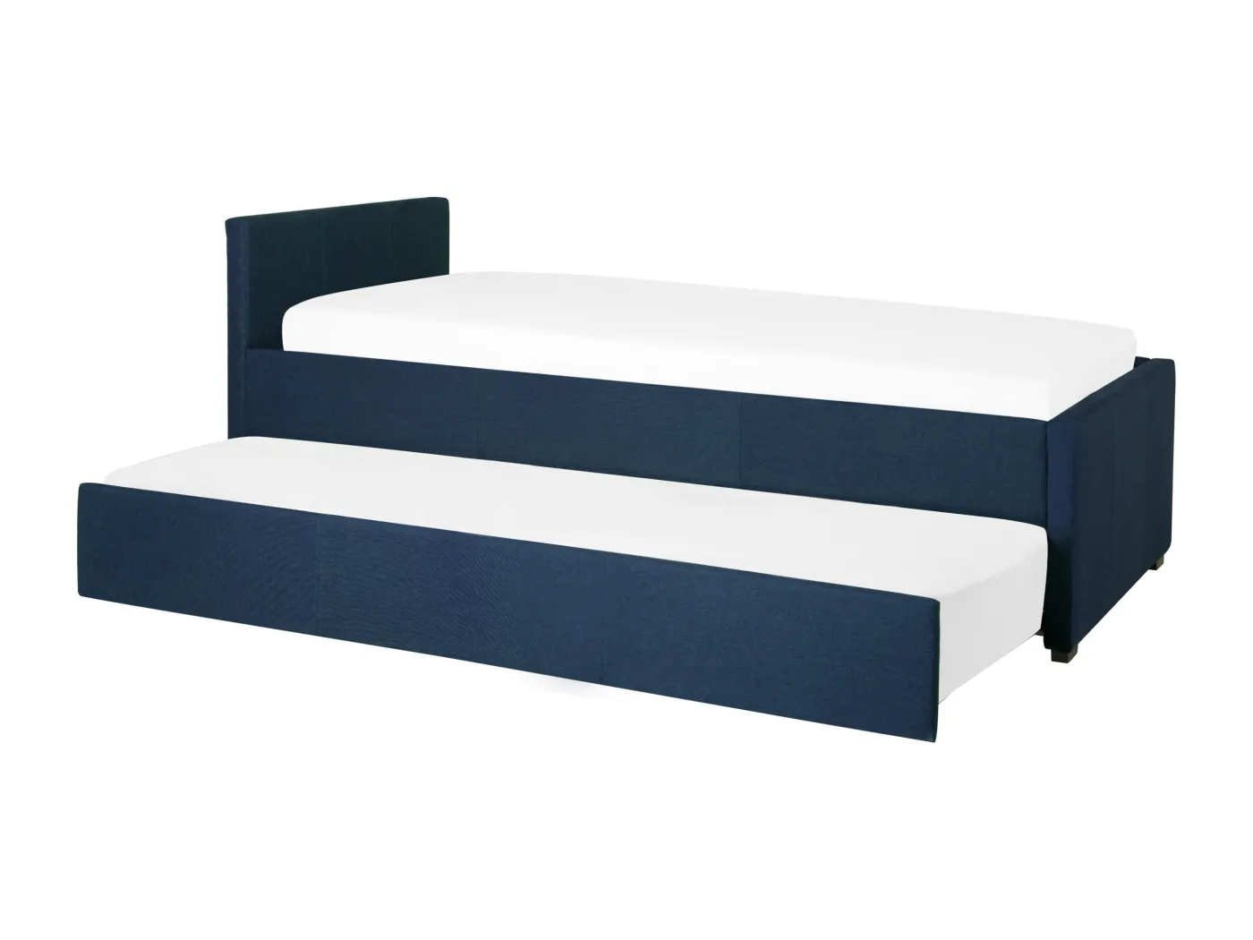 Tagesbett ausziehbar Stoffbezug Leinenoptik blau Lattenrost 90x200 cm Marmande