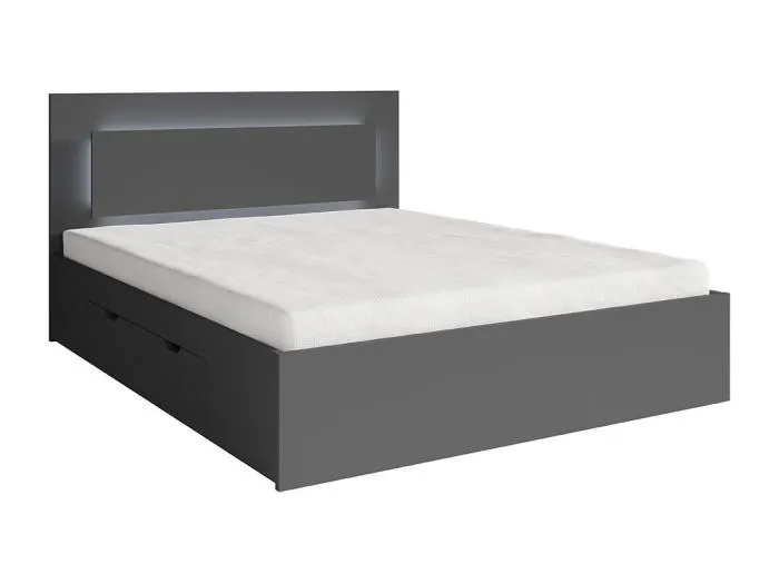 Bett NOFI mit Lattenrost 160 x 200 cm mit 2 Aufbewahrungsschubladen - graphitgrau