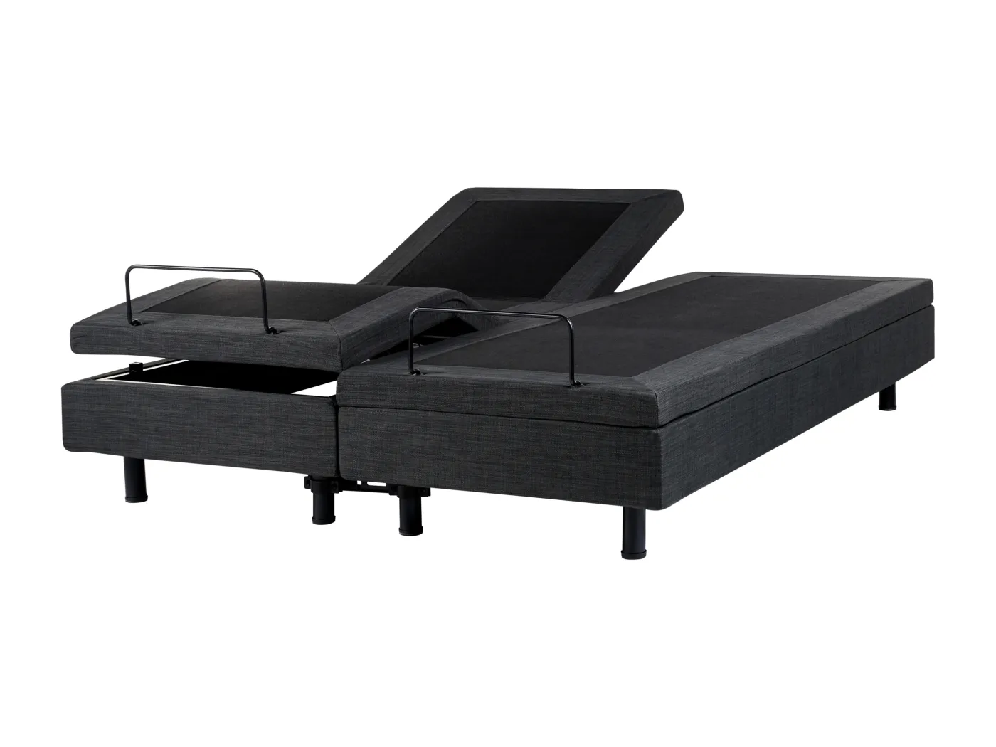 Verstellbares Bett ohne Kopfteil Stoff DUKE 160 x 200 cm Dunkelgrau
