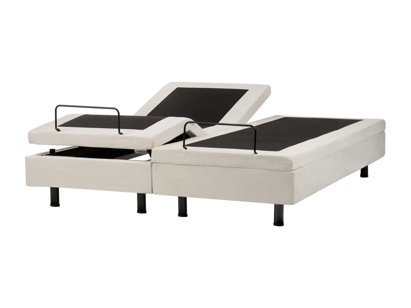 Verstellbares Bett ohne Kopfteil Stoff DUKE II 160 x 200 cm Hellbeige