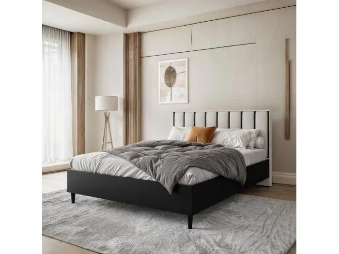 POLSTERBETT Stella 166/211/108 schwarz/beige