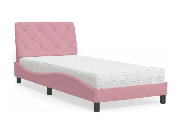 Bett mit Matratze Rosa 90x200 cm Samt