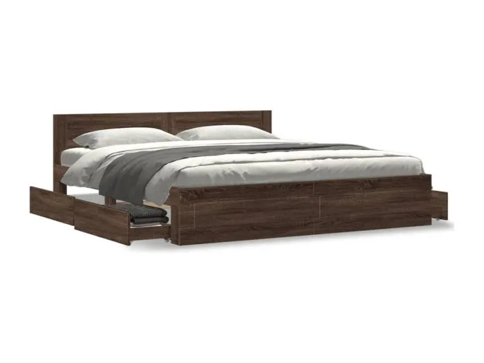 Bettgestell mit Kopfteil Braun Eichen-Optik 200x200 cm