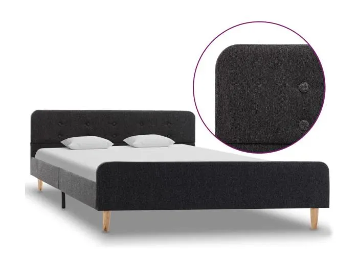 Bettgestell Dunkelgrau Sackleinen 160x200 cm