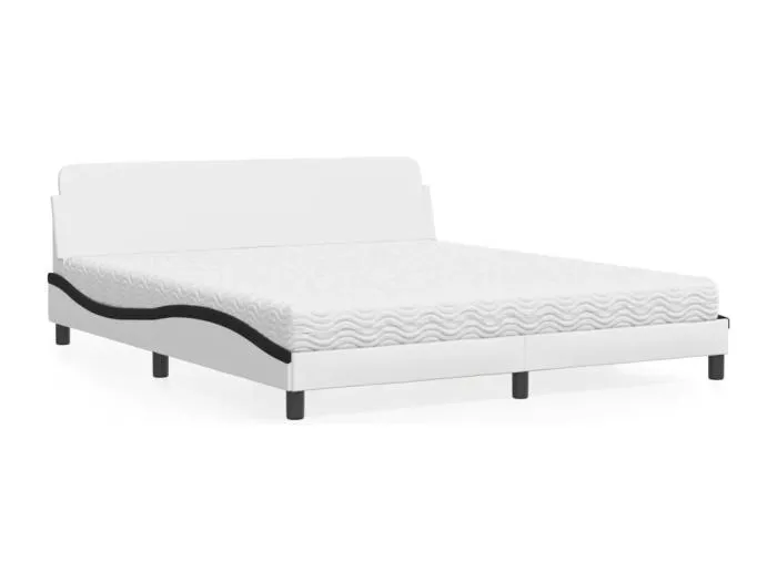 Bett mit Matratze "Dover" Weiß und Schwarz 180x200 cm Kunstleder