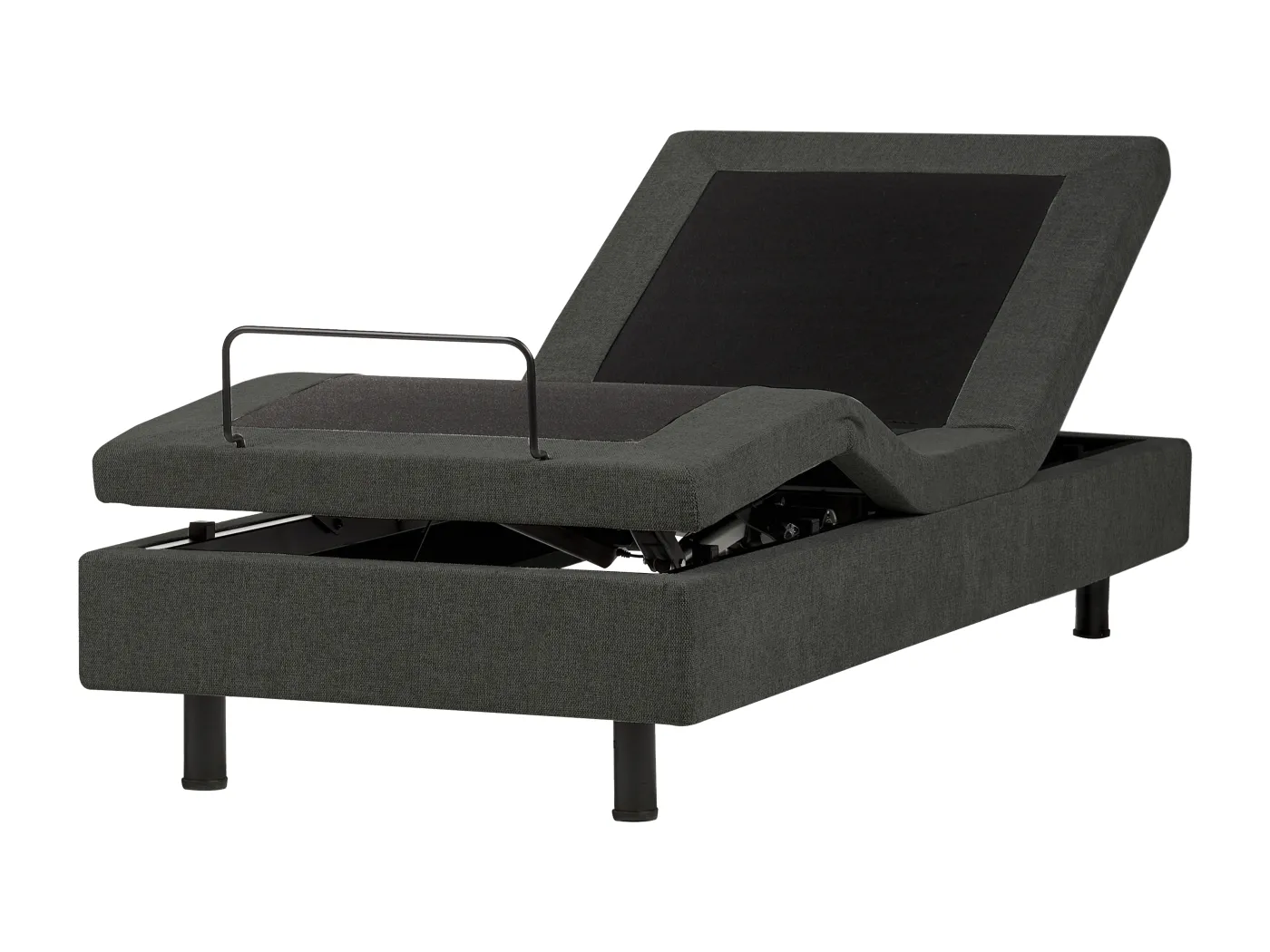 Verstellbares Bett ohne Kopfteil Stoff DUKE II 90 x 200 cm Dunkelgrau