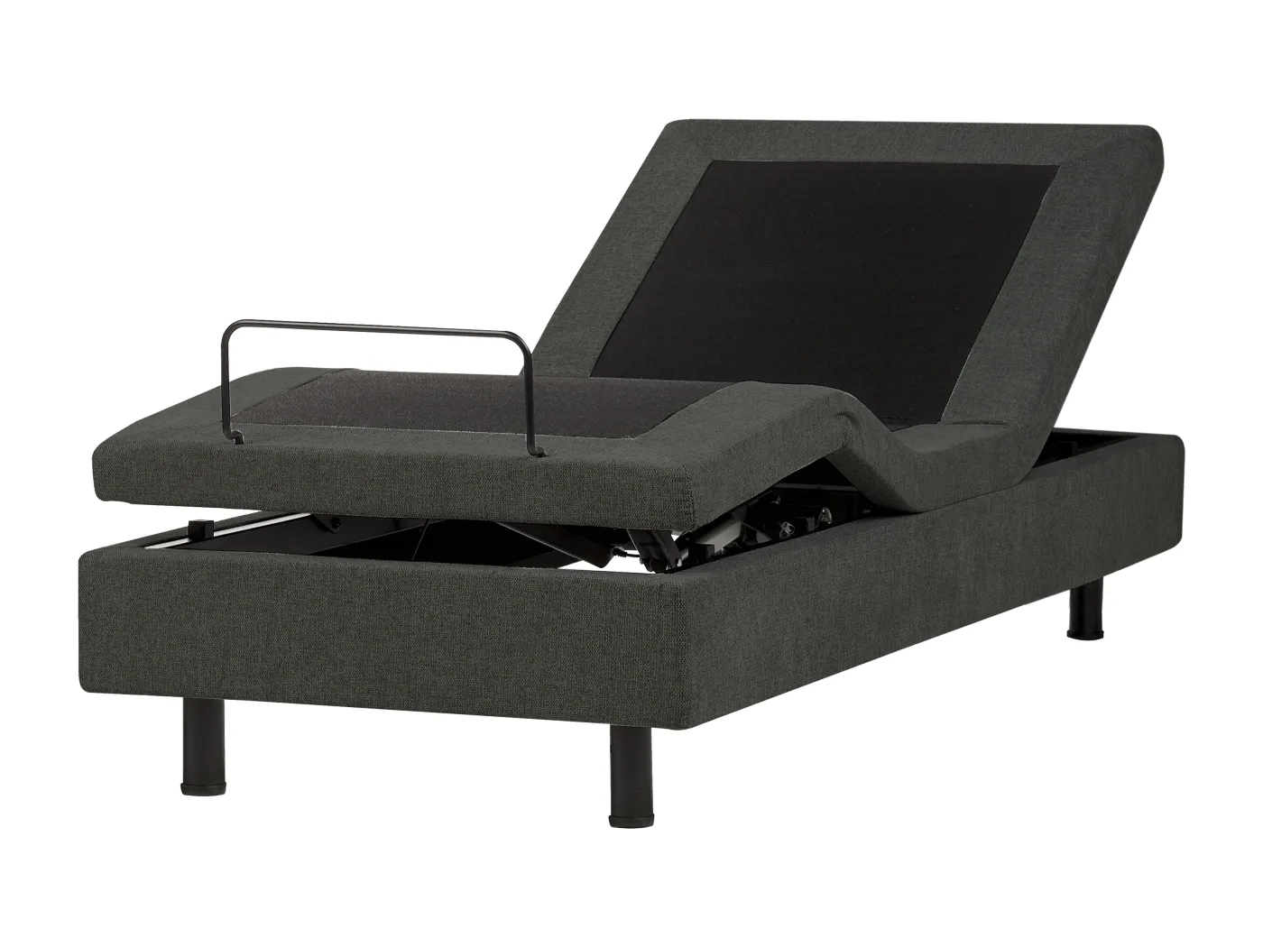 Verstellbares Bett ohne Kopfteil Stoff DUKE II 80 x 200 cm Dunkelgrau