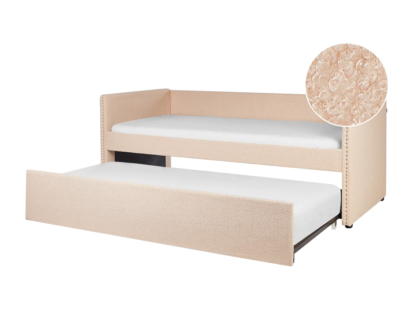 Ausziehbett Bouclé TROYES 90 x 200 cm Pfirsichrosa