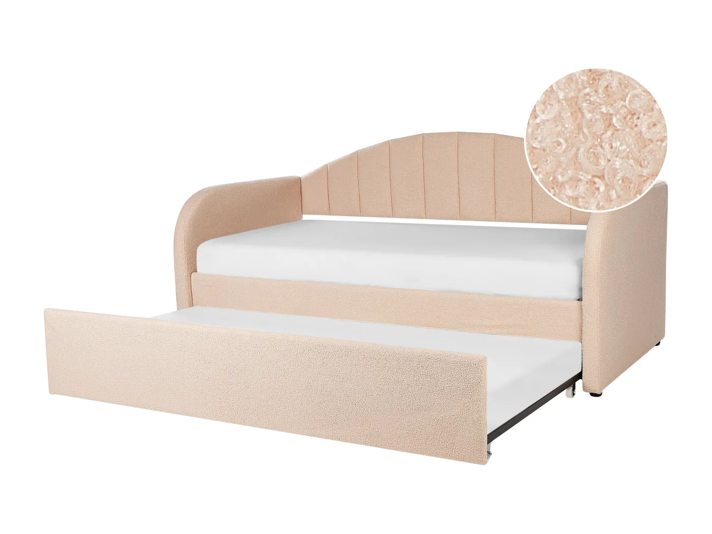 Ausziehbett Bouclé EYBURIE 90 x 200 cm Pfirsichrosa