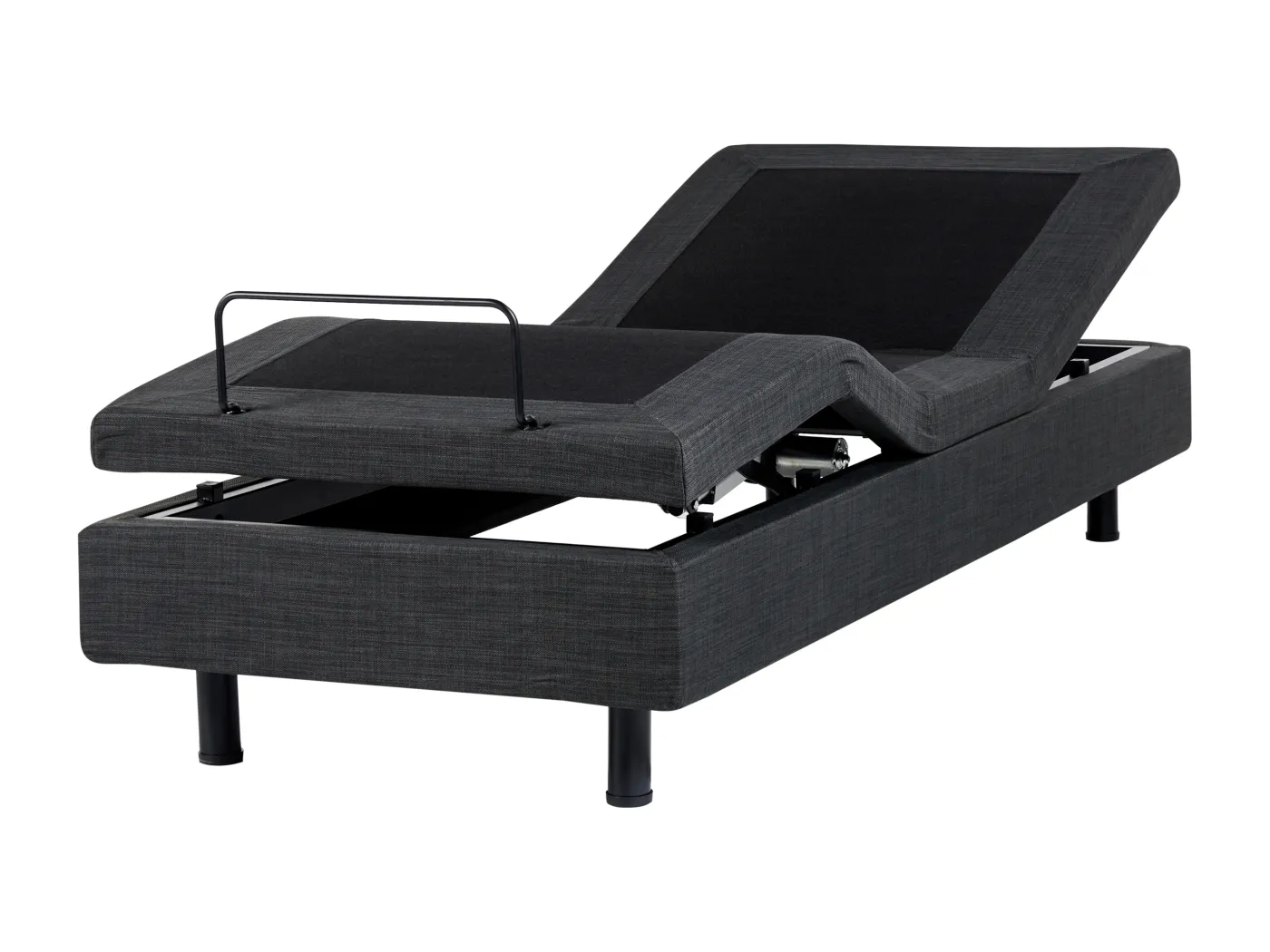 Verstellbares Bett ohne Kopfteil Stoff DUKE 80 x 200 cm Dunkelgrau