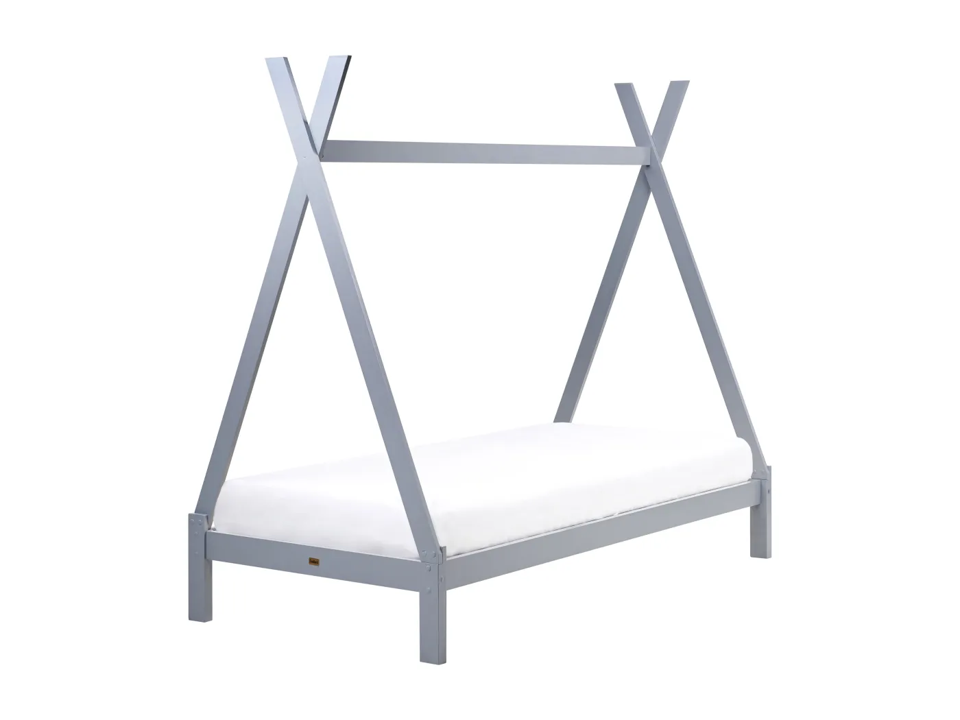 Tipi-Kinderbett Kiefernholz grau Lattenrost 90 x 200 cm DEVAY