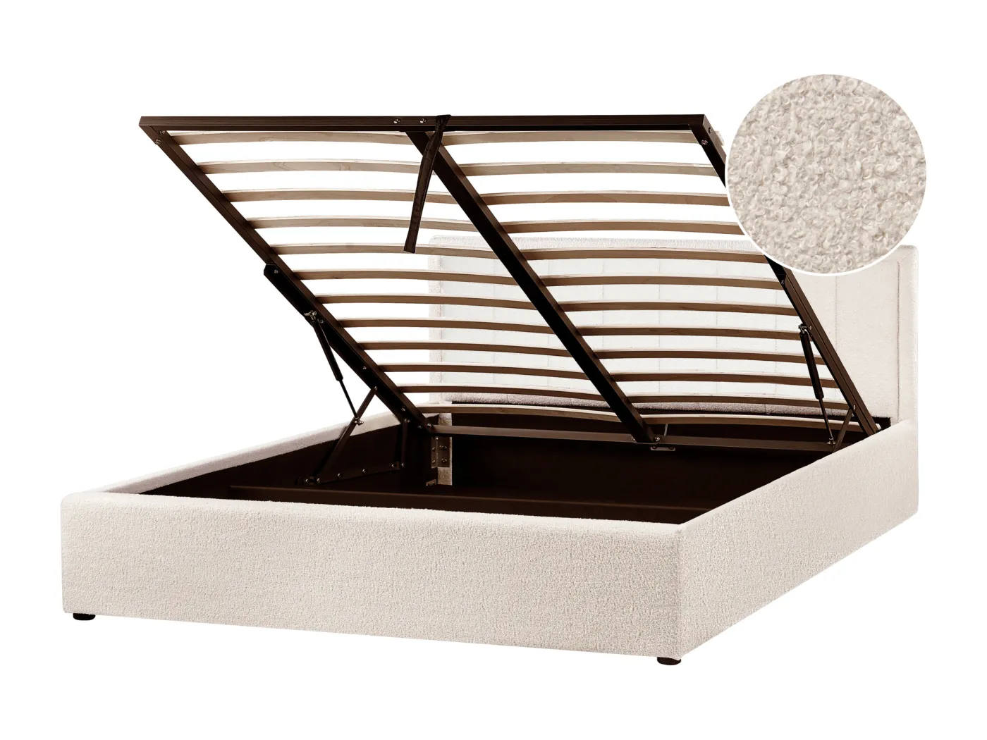 Bett mit Stauraum Bouclé MONTLAUR 160 x 200 cm Beige