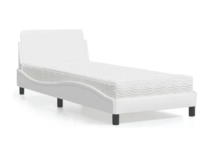 Bett mit Matratze "Dover" Weiß 90x200 cm Kunstleder