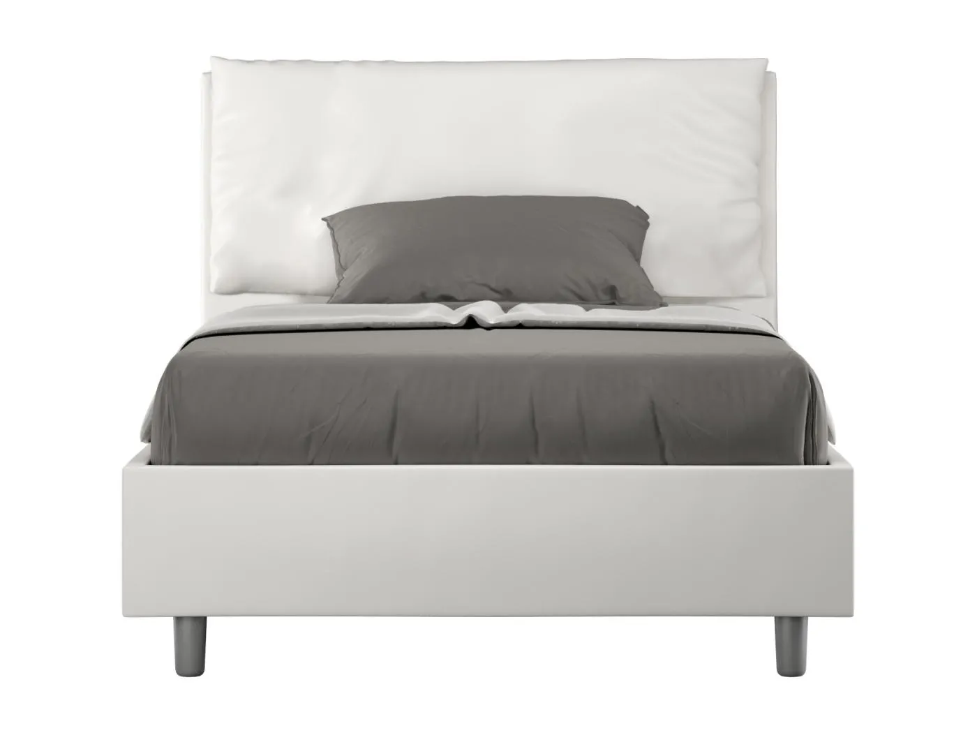 Gepolstertes Bett mit Bettkasten 120x210 mit Kunstlederbezug Weiß Antea Large