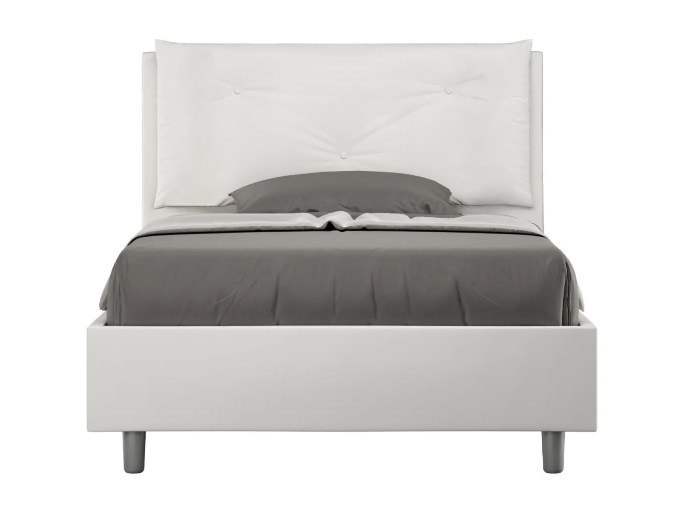 Gepolstertes Bett mit Bettkasten 120x210 mit Kunstlederbezug Weiß Appia Large