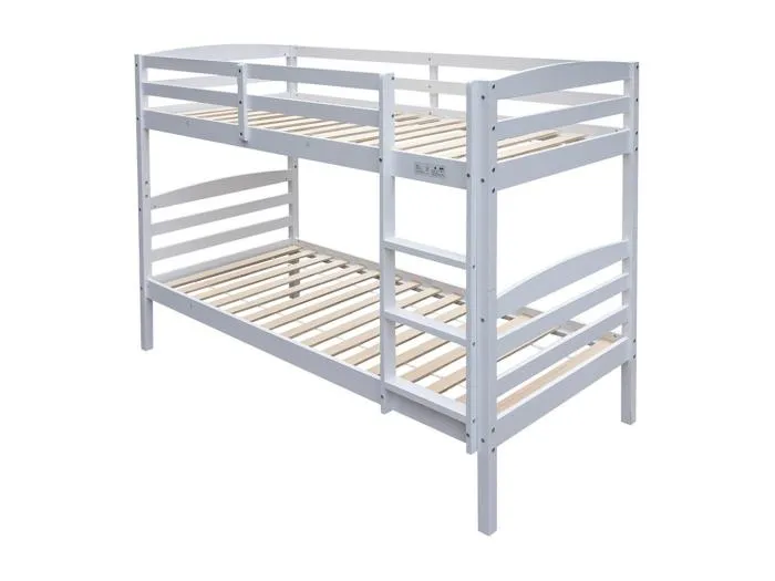 Etagenbett verstellbar 90x200 cm BOY – Massivholz – Weiß – Lattenrost inklusive