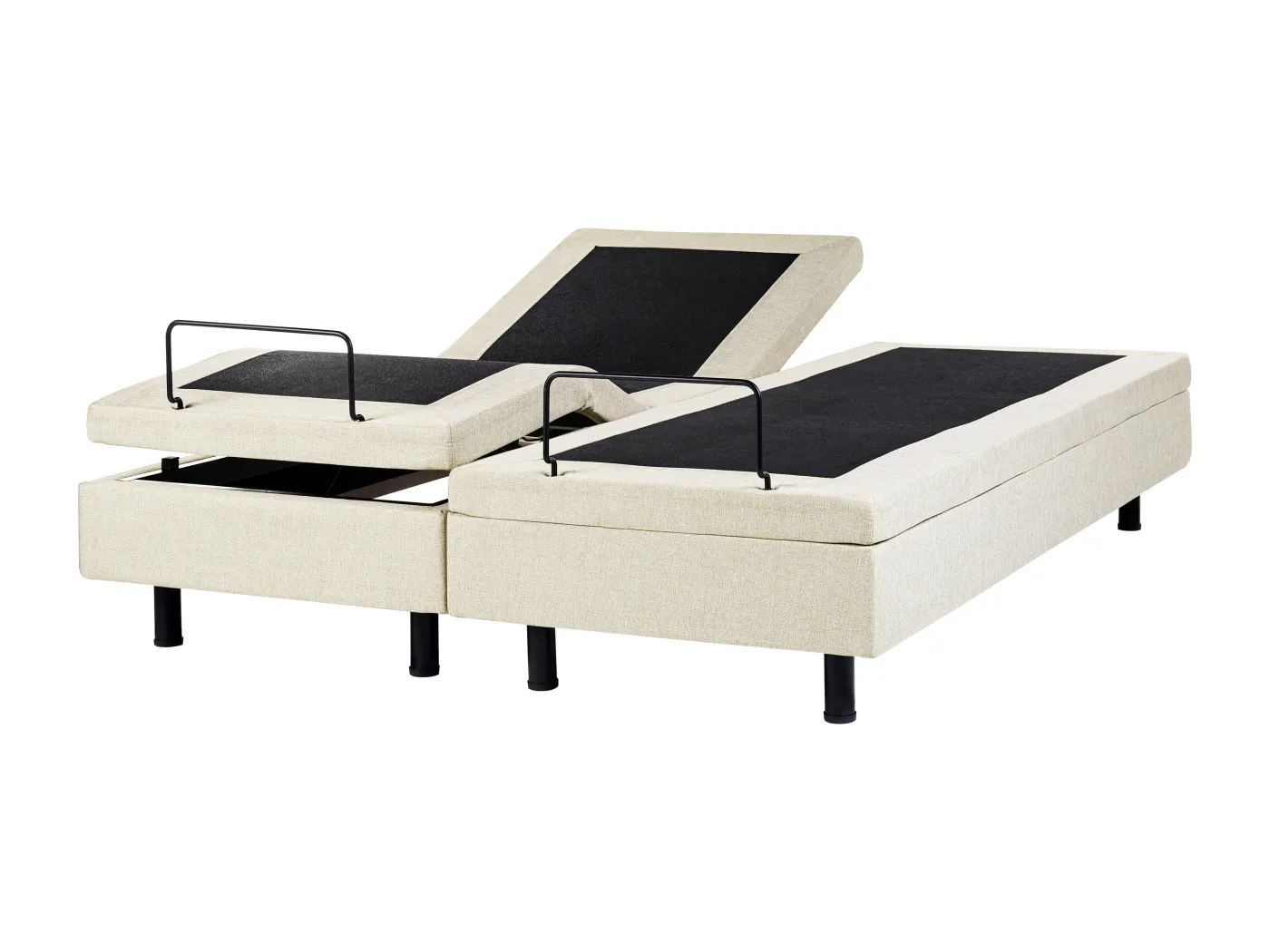 Verstellbares Bett ohne Kopfteil Stoff DUKE II 160 x 200 cm Beige