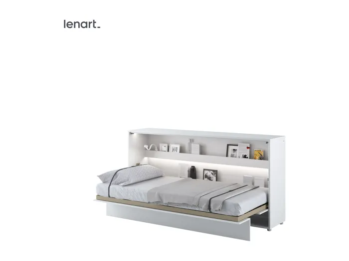 Klappbett horizontal 90x200 Bed Concept BC-06 mattweiß