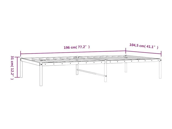 Bettgestell Metall Weiß 100x190 cm