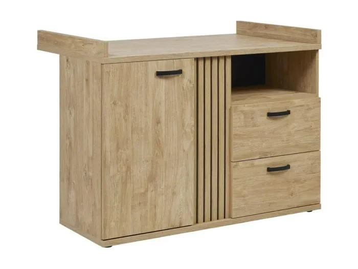 Robuste Babykommode mit integriertem Wickeltisch in goldener Eichenfarbe, Kollektion TOMMY.