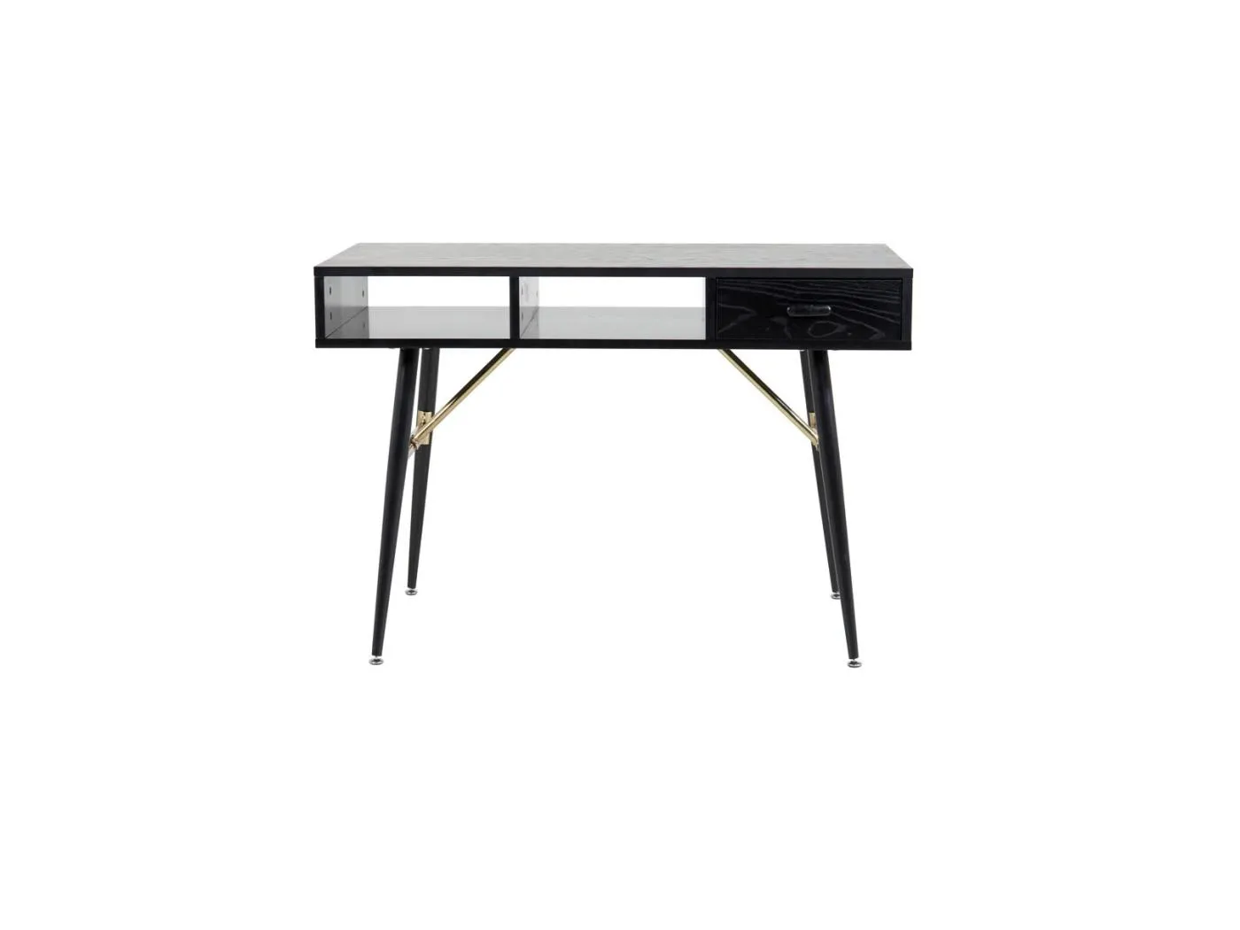 GoldDesk Schreibtisch mit Ablage und Schublade 110x60 cm schwarz.