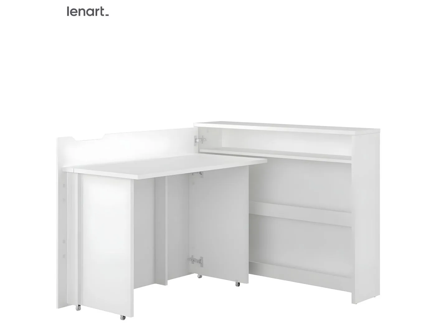 Lenart Ausziehbarer Schreibtisch mit Stauraum WORK CONCEPT CW01 L Links 115 cm Weiß Glanz