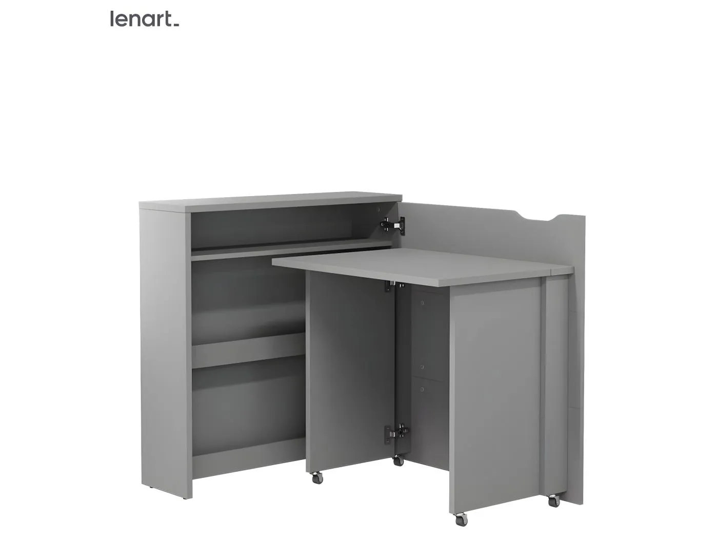 Lenart Ausziehbarer Schreibtisch mit Stauraum WORK CONCEPT SLIM CW02 P Rechts 90 cm Grau