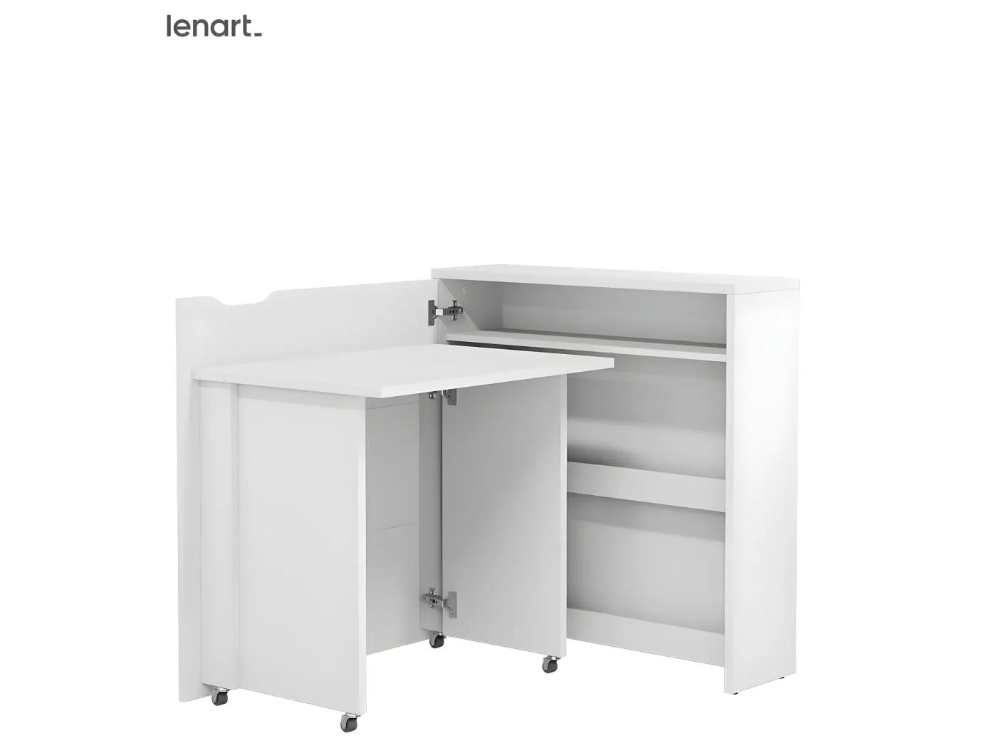 Lenart Ausziehbarer Schreibtisch mit Stauraum WORK CONCEPT SLIM CW02 L Links 90 cm Weiß Matt