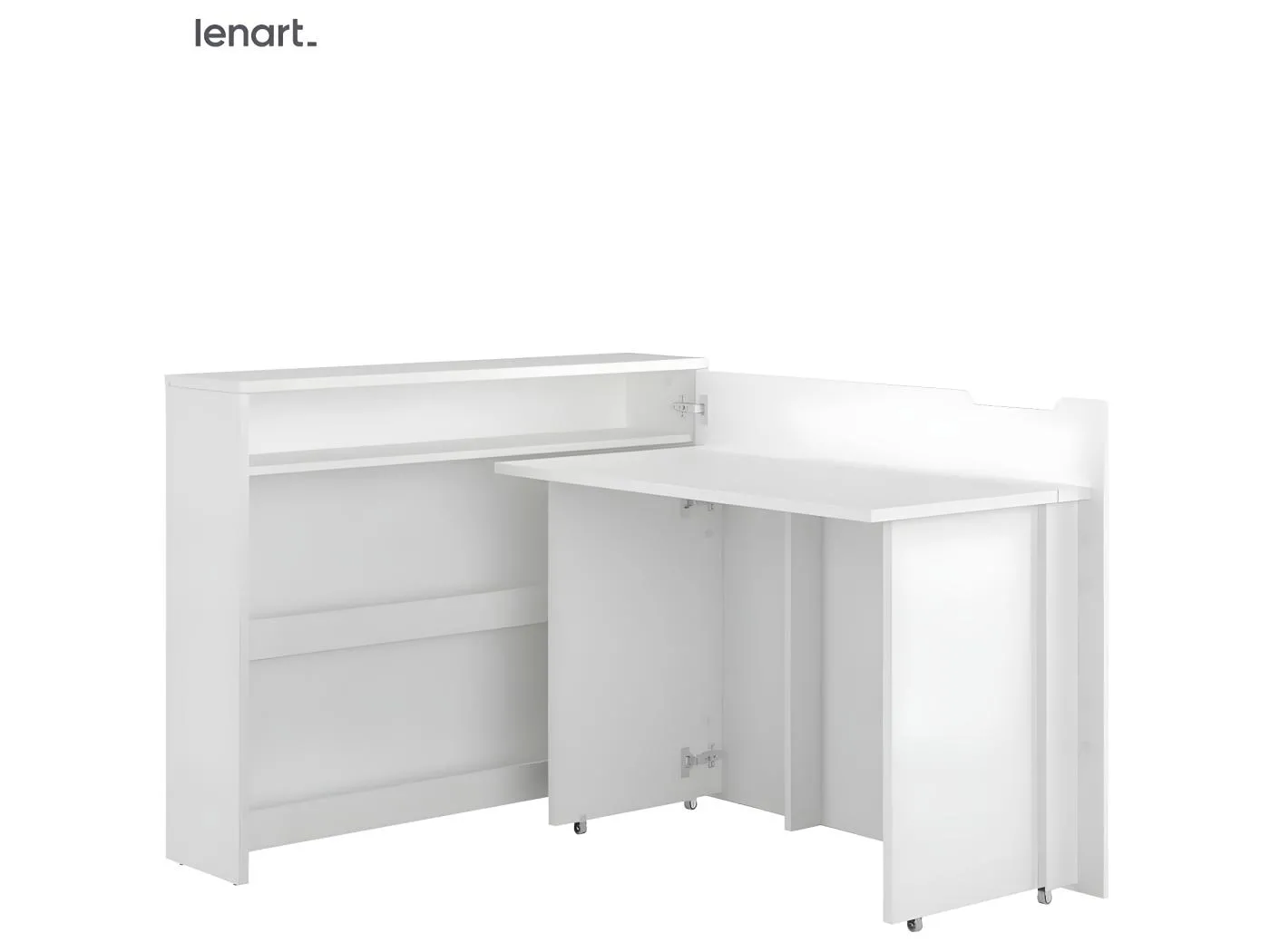 Lenart Ausziehbarer Schreibtisch mit Stauraum WORK CONCEPT CW01 P Rechts 115 cm Weiß Glanz