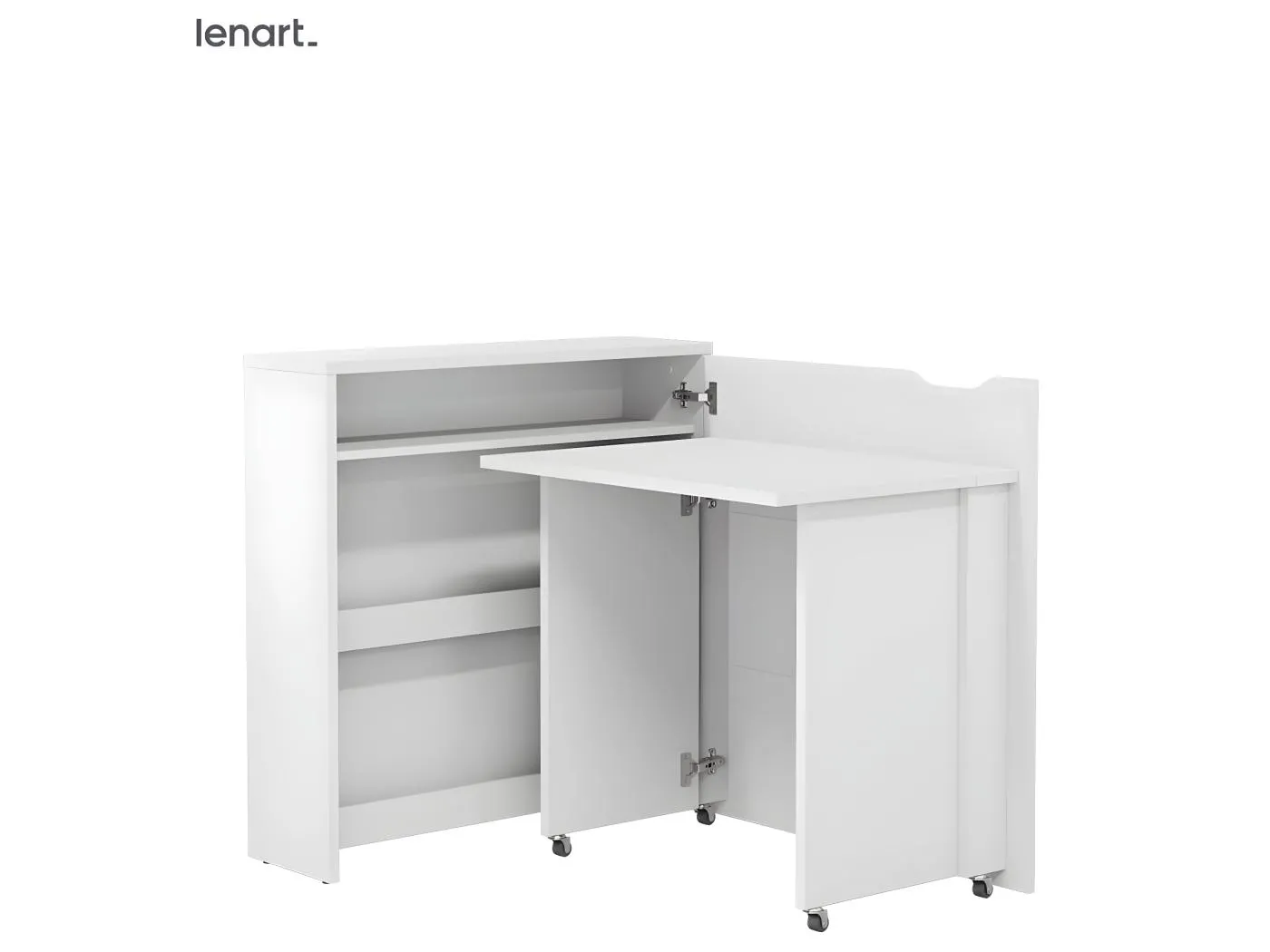 Lenart Ausziehbarer Schreibtisch mit Stauraum WORK CONCEPT SLIM CW02 P Rechts 90 cm Weiß Matt