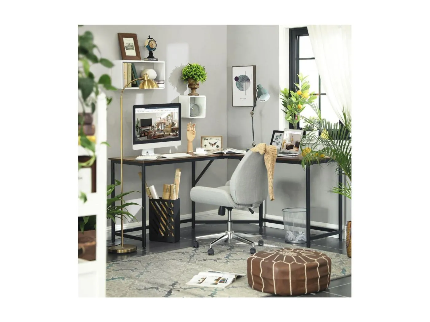 Eckschreibtisch im Industrial-Stil - L149 x P149 cm