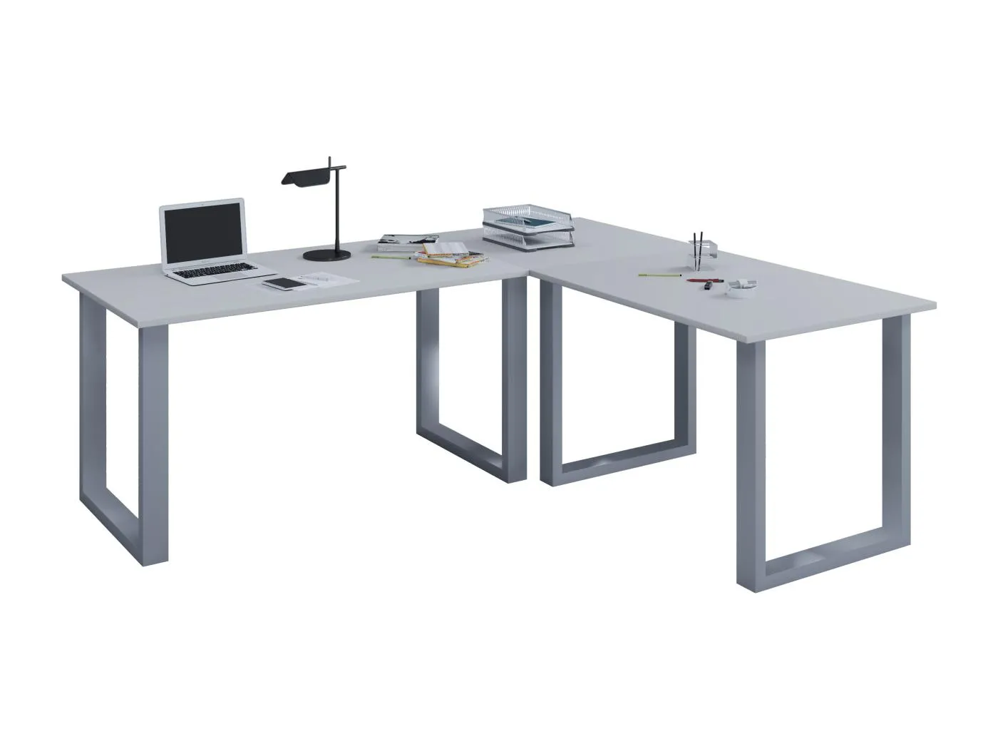 Eckschreibtisch Lona 50 cm U Alu Silber