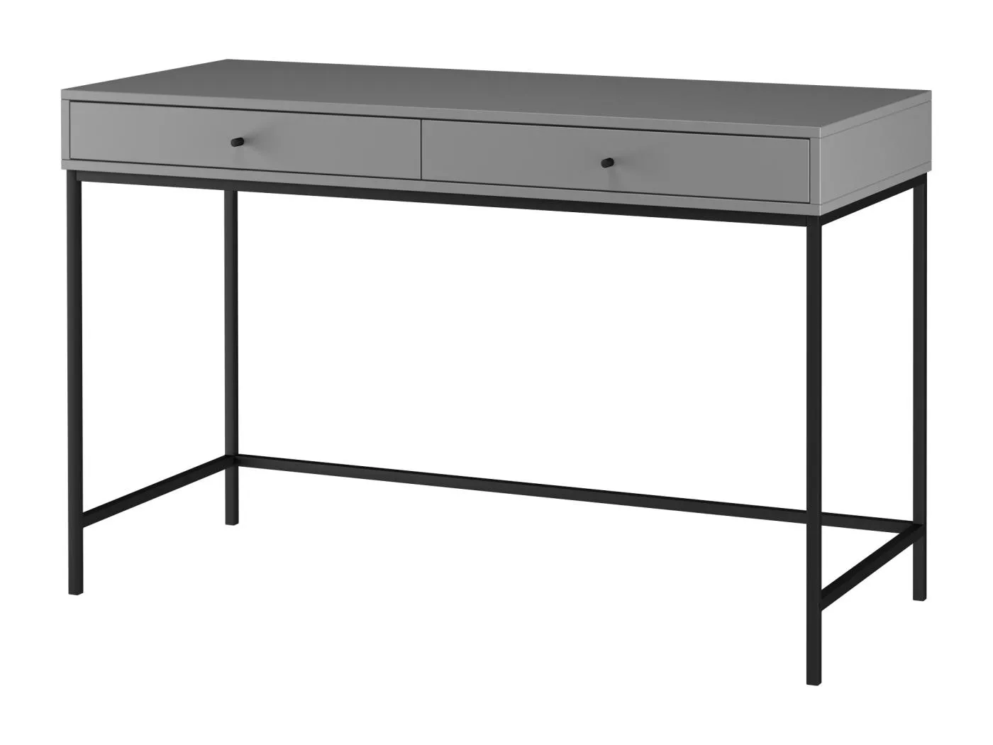 Schreibtisch mit 2 Schubladen aus grauer Spanplatte