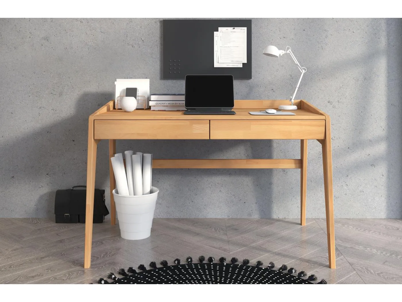 Schreibtisch Elisa, 125/70/81 cm in naturfarben, buchenholz