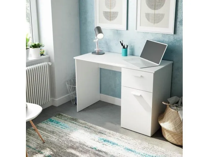 Schreibtisch weißer Spanplatte 73x108x50cm