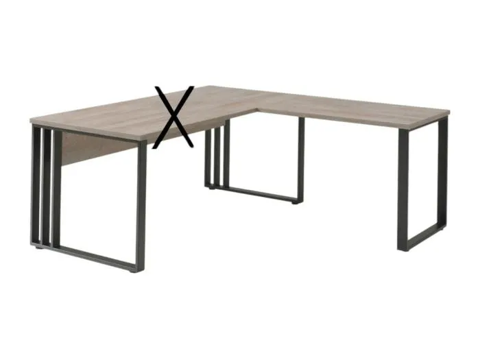 Rückwand für Büro aus der Kollektion YUKON in roher Eichenoptik und schwarzen Metallbeinen.