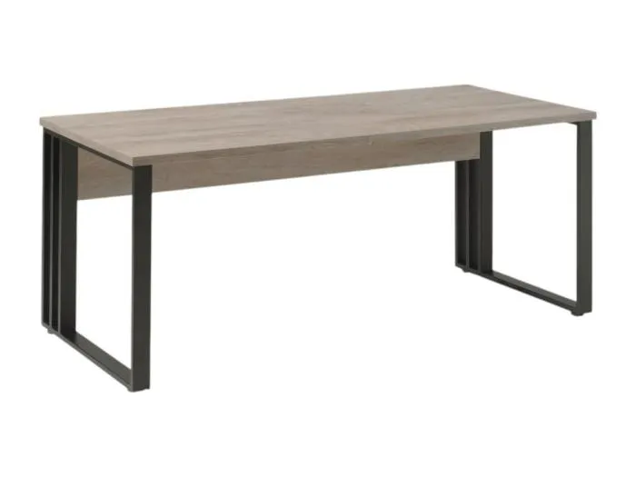 Professioneller Schreibtisch 180 cm in roher Eichenoptik und Schwarz, Kollektion YUKON