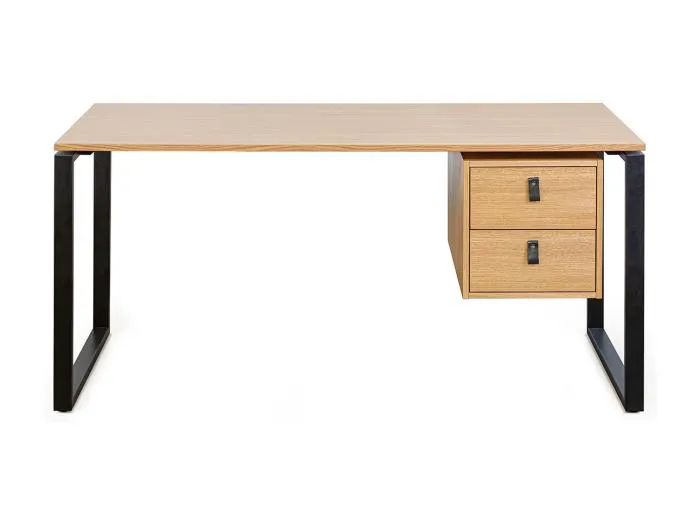 Schreibtisch Eichenfurnier mit schwarzem Metallgestell und Schubladen B160 cm OPAL