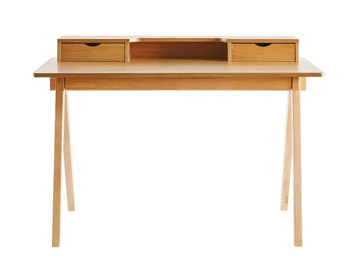 Schreibtisch aus hellem Holz mit Ablagen L120 cm PULITO