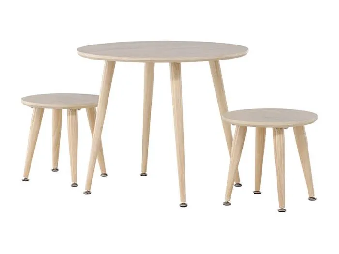 Kids Essgruppe für Kinder 1 Tisch, 2 Hocker whitewash.