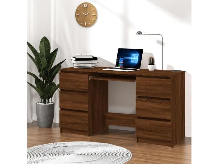 Schreibtisch Braun Eichen-Optik 140x50x77 cm Holzwerkstoff