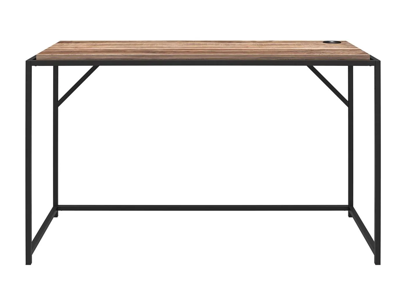 Schreibtisch aus verwitterter Spanplatte aus Eiche und Gestell aus schwarzem Metall