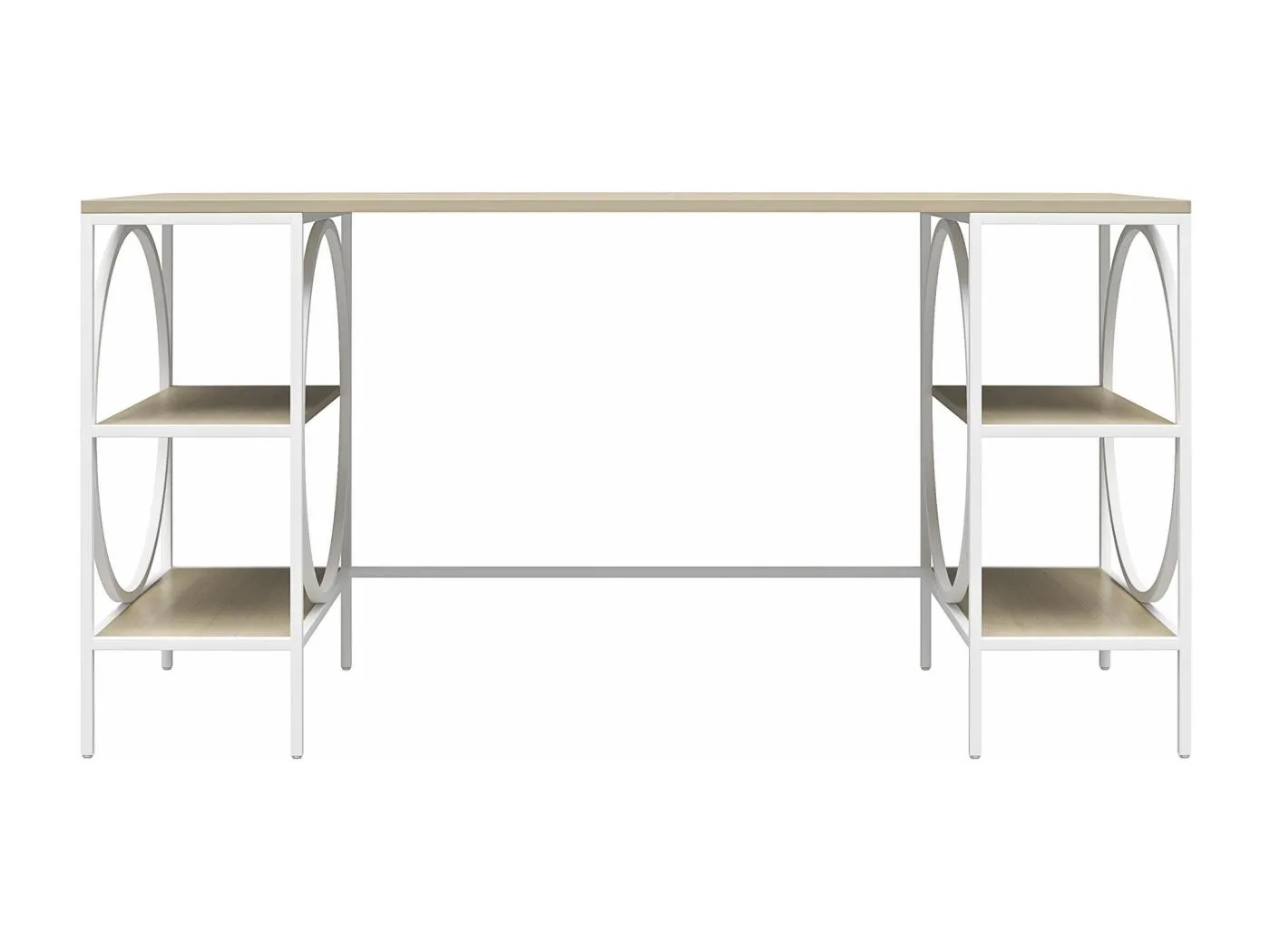 Säulenschreibtisch aus laminierter Spanplatte, heller Eiche